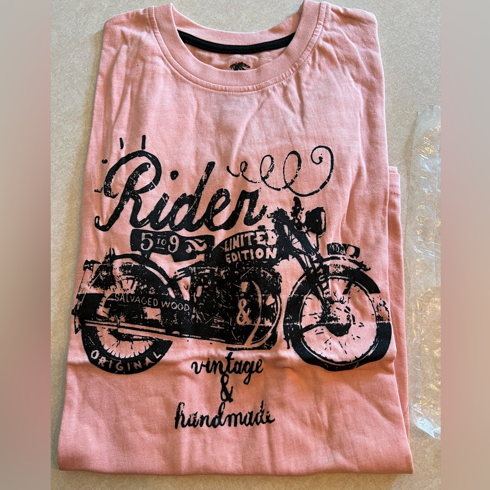 Motorcycle men’s t shirt riders vintage and handmade motorcycle on front NWT
